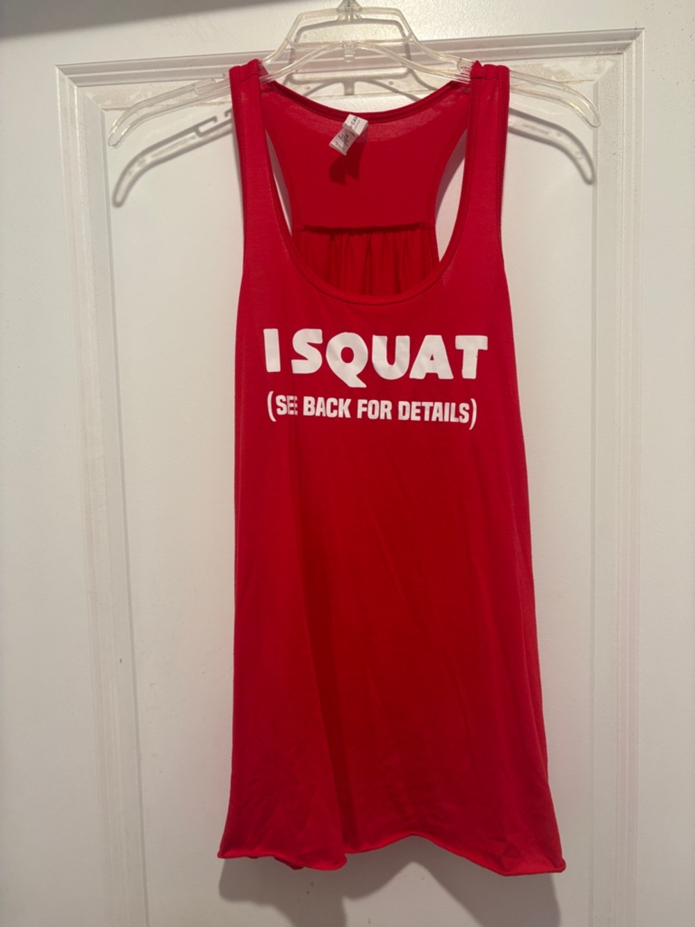 Constantly Varied Gear Red Racerback Tank with White "I SQUAT" Print